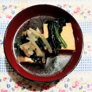 冷凍ごぼうとほうれん草のあつあつ厚揚げ豆腐汁★